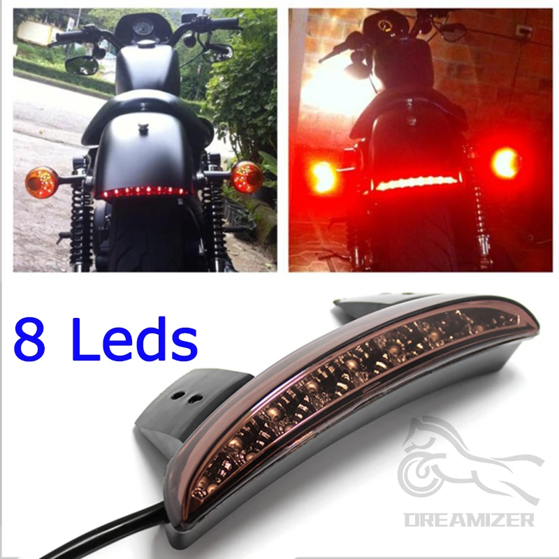 Motorcycle Chopped Rear Fender LED Brake License Plate Tail Light Stop Running Turn Signal Lamp For Harley Sportster XL 883 1200