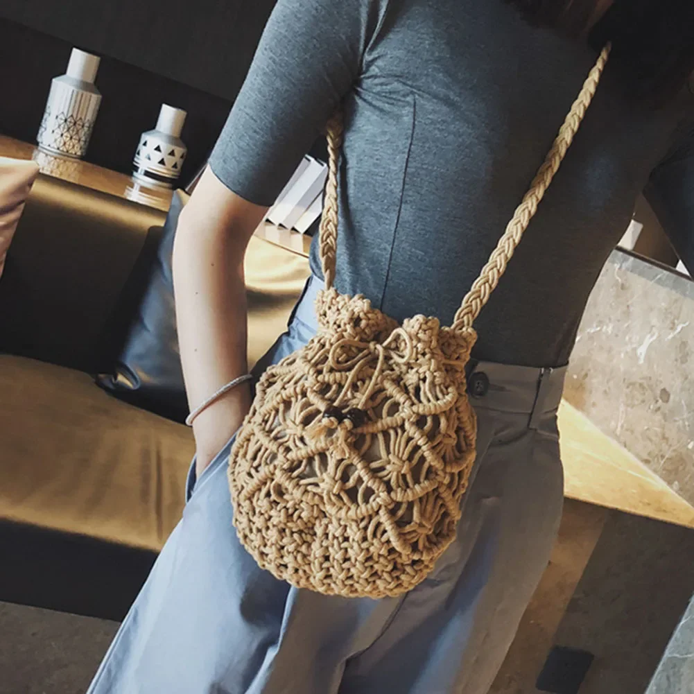 2024 New Summer Fashion Handmade Bucket Bags for Women Shoulder Crossbody Bag Female Handbag