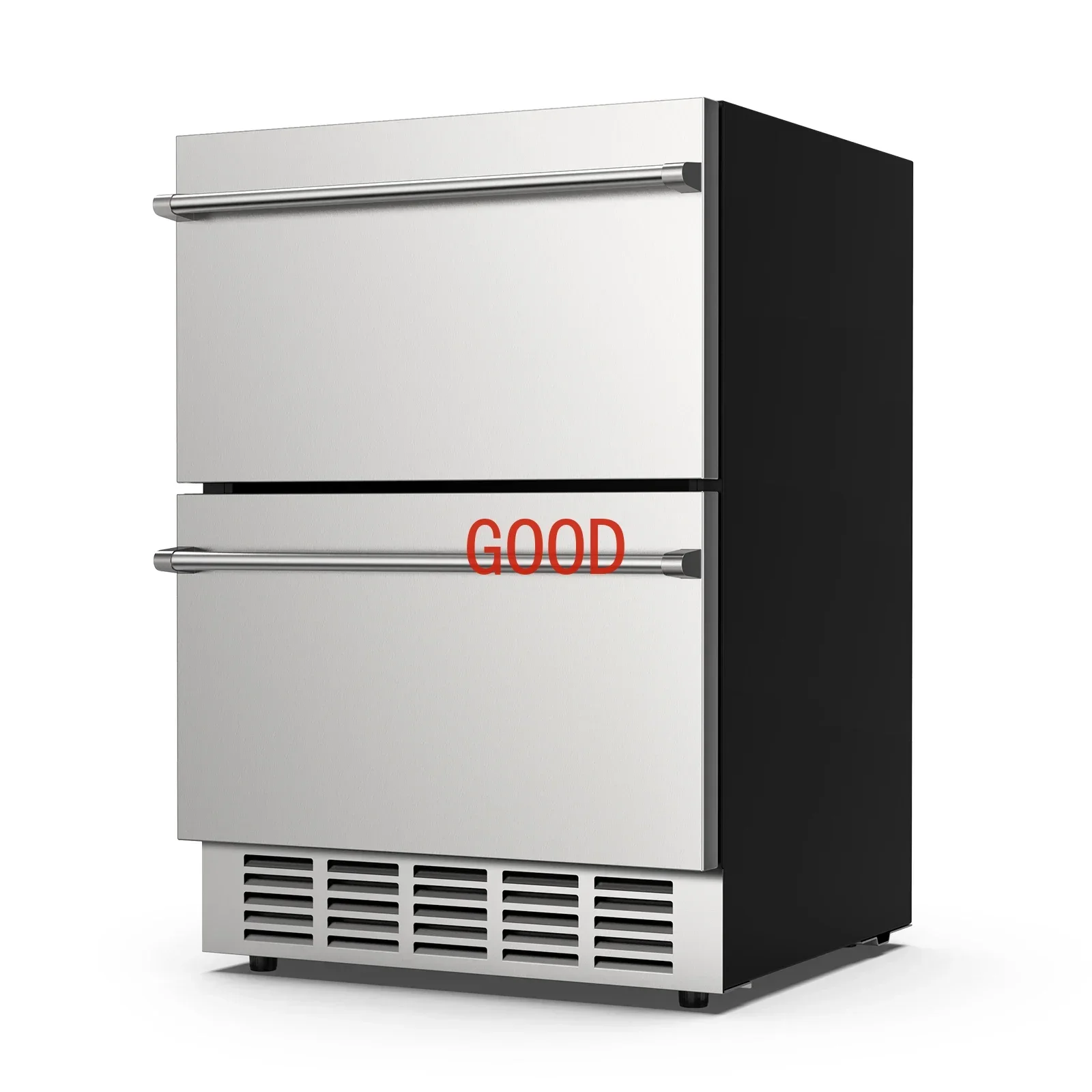 TAO 24 Inch Under Counter Double Drawer Fridge Indoor and Outdoor Beverage Refrigerator Stainless Steel Beverage Fridge  Foam Do