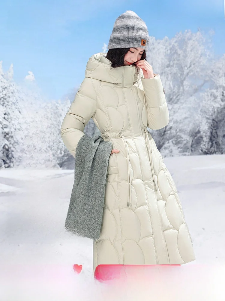 

Snow Flng 2026 Spring New Long Waist-Cinching High-Down Outdoor Cold-Resistant Faionable Women's Puffer Jaet
