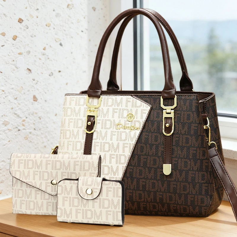 3-piece women's bag set, luxury premium leather printed women's handbags, large-capacity bags practical for daily use and travel - view 6