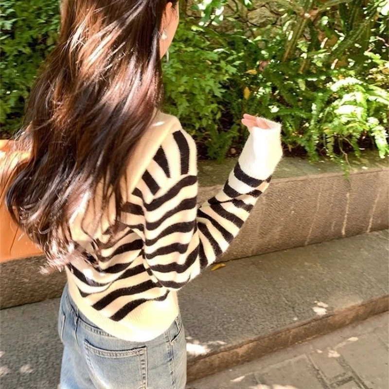 2000s Korean Fashion Slim Hooded Sweatshirt Y2k Harajuku Vintage Autumn Striped Subculture Pullovers Jumpers Streetwear Hoodies
