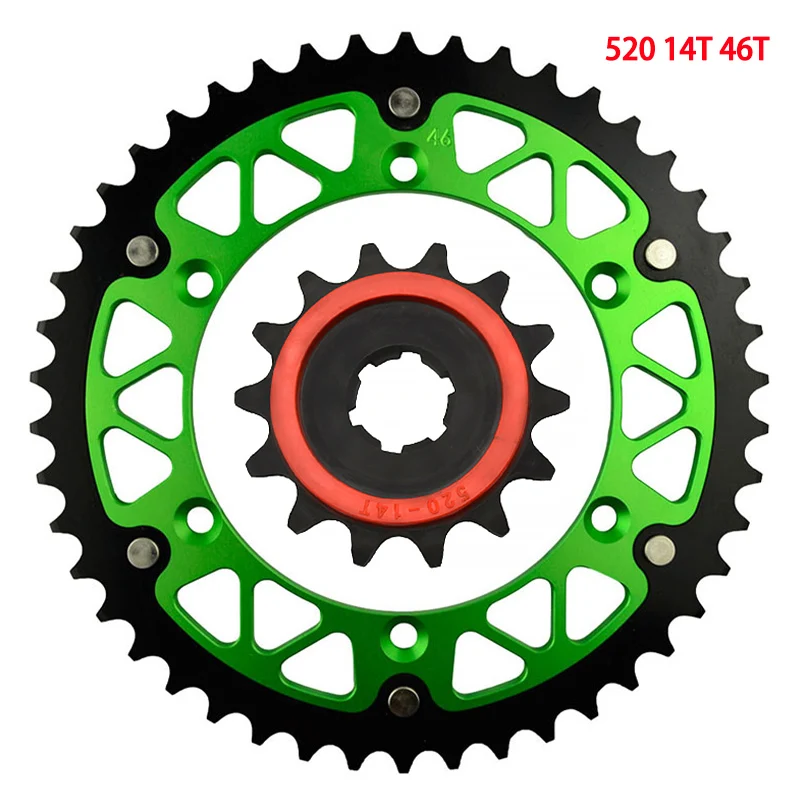 Motorcycle 14T 520 45T~52T Front & Rear Sprocket For KAWASAKI KX250  KX500 KLX 300R KDX250 KDX 220R KDX200 30300 KDX 200 220 R