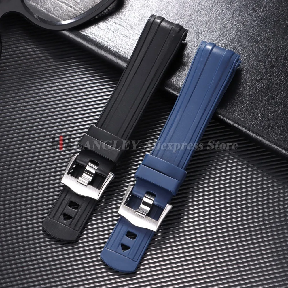 جودة 20 مللي متر لينة المطاط ساعات سيليكون الفرقة ل أوميغا ساماستر 300 حزام منحني نهاية استبدال معصمه النساء الرجال أساور #2