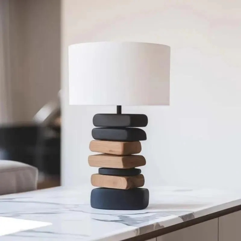 Multi-layer Irregular Stone Shaped Two Color Wood Art Table Ornament European Natural Style Living Room Handicraft Gift