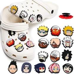 Zapatos de dibujos animados de PVC de Naruto para niños, sandalias impermeables, accesorios decorativos, decoraciones de hebilla, juguetes para regalo, 14 piezas