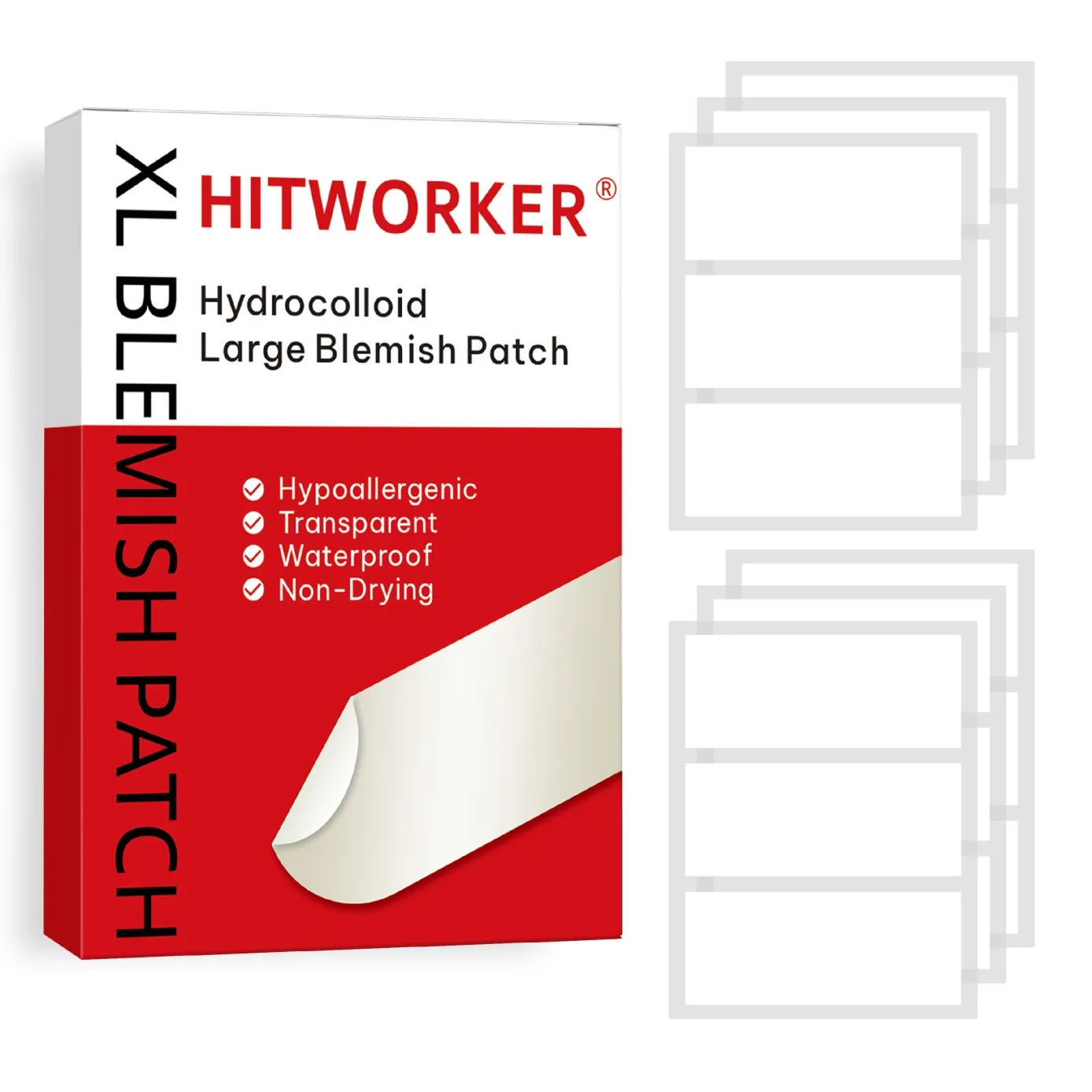30pcs Red-Packaged 3 Large Sheets Acne Patches | Invisible Blemish Covers, Double Cleansing & Concealing Benefits