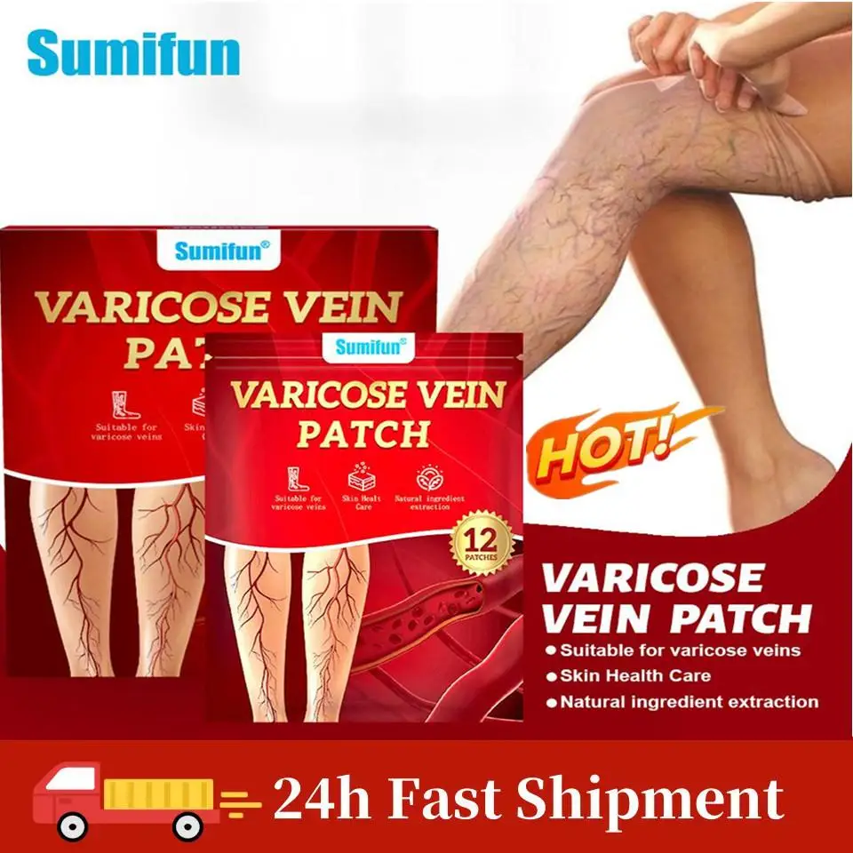 

12Pcs Sumifun Varicose Vein Patch Phlebitis Vasculitis Treatment Sticker Varicosity Angiitis Spider Pain Removal Medical Plaster