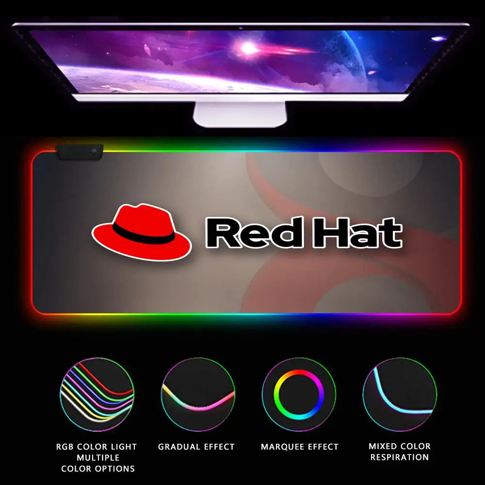 System R-Red Hat Linuxes Mouse Pad CS-GO anime character luminous super large RGB office game competitive keyboard pad
