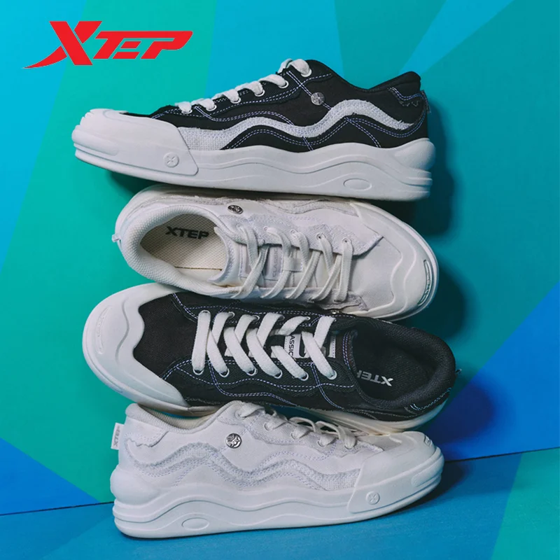 Xtep Skateboarding Shoes For Women 2024 Summer Durability Skate Shoes Cozy Fuzz Retro Everyday Comfortable Sneakers 876218310020