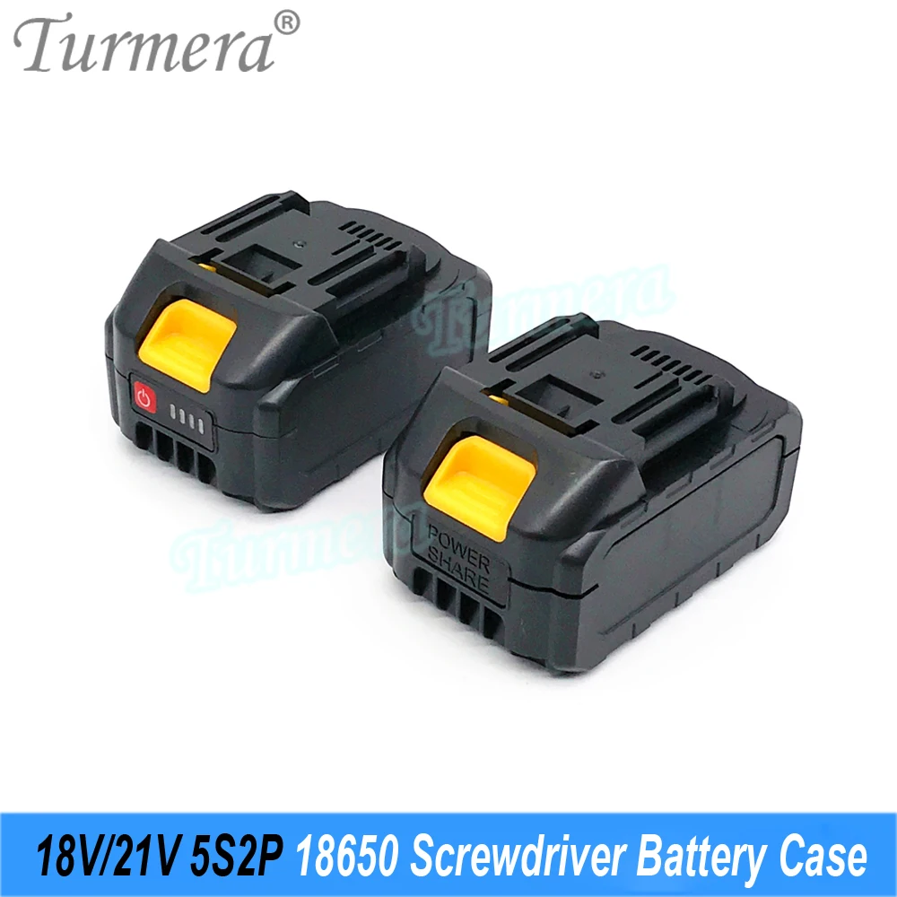 Turmera 18V 21V 5S2P Screwdriver Battery Case 10X 18650 Battery Holder 5S 35A BMS Weld Nickel for 3Ah to 6Ah Electric Drill  Use