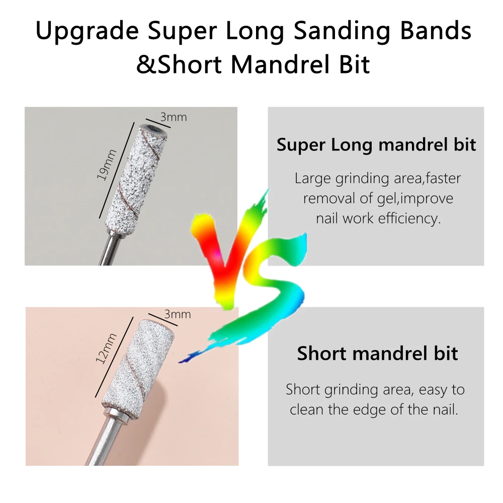 Nowy 50 SZTUK bardzo długich taśm szlifierskich Zebra Wiertło do paznokci Pielęgnacja stóp Polerowanie Manicure Żel do usuwania polskiego Narzędzia wymienne Obcinacz