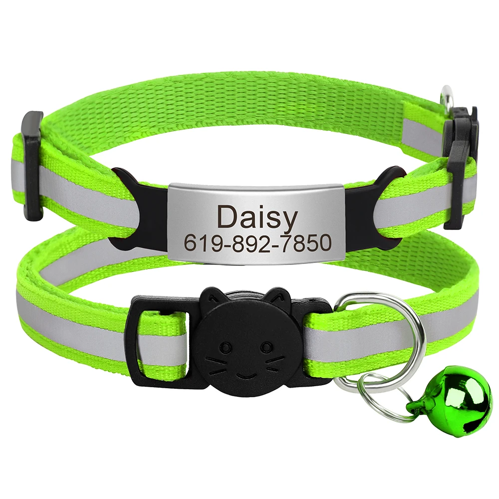 Personalisierte ID Kostenloser Gravur Katze Kragen Reflektierende Katze Sicherheit Schnalle Halsbänder Einstellbare Benutzerdefinierte Nylon Welpen Kätzchen Halskette – Detail 13