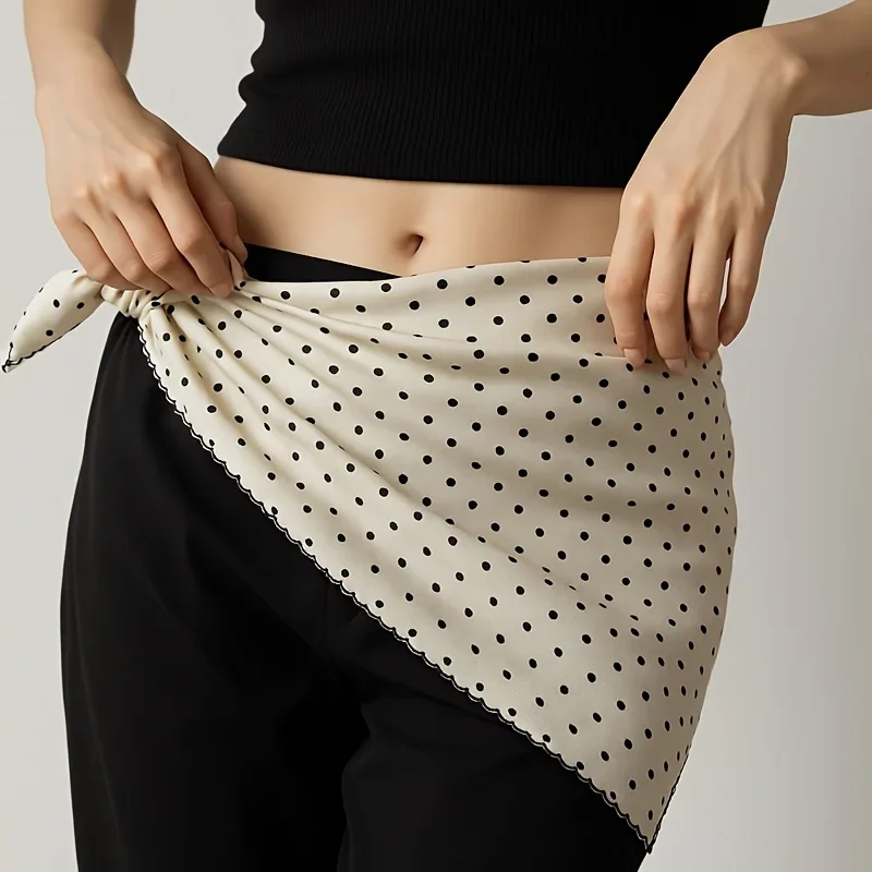 Eleganter Kopftuchschal mit Polka Dots, stilvolle schwarz-weiße Kopfbedeckung, modisch, einfach, vielseitig, multifunktionales Accessoire für Frühling und Sommer – Detail 4