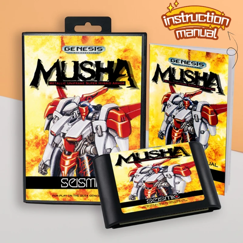 for Musha US cover 16bit MD game card with manual retail box (1 set) for Sega Genesis Megadrive consoles