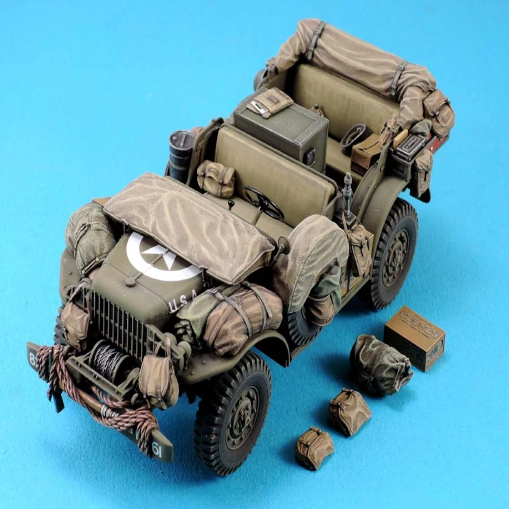

1/35 resin soldier model GK - Jeep storage box and accessories - unassembled and unpainted DIY kit - 761