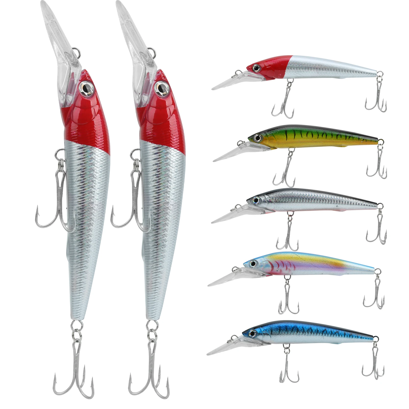

18cm Simulation Lure Bait, 2Pcs Plastic Artificial Simulation Deep Diving Minnow Lure Bait Fishing Accessory