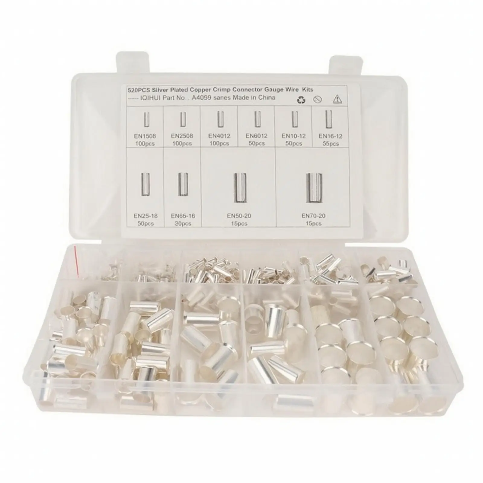 Tubular Copper Crimp Terminals Wire Connector Kit 520 Piece Electrical Terminal Blocks for Stripped Wire Termination and Cable
