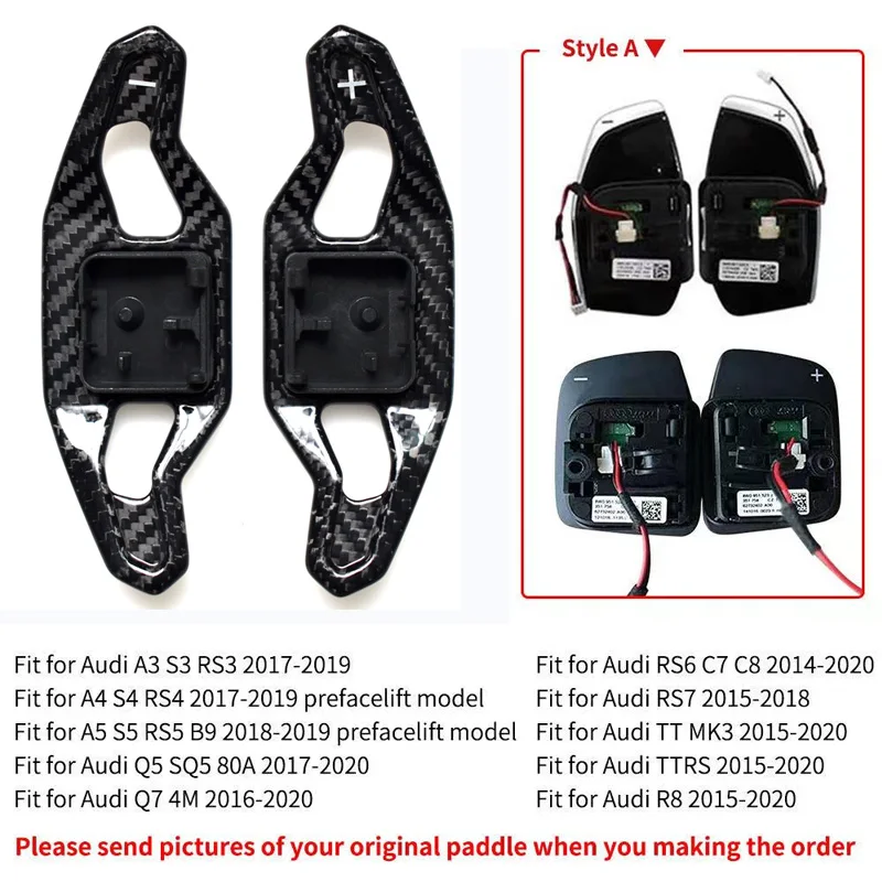 Shift Paddle For Audi A3 A4 S4 A5 A6 S6 RS6 C7 C8 A7 S7 RS7 Q2 Q3 Q5 Q7 TT TTRS R8 Carbon Fiber Steering Wheel Paddle Shifter image 3