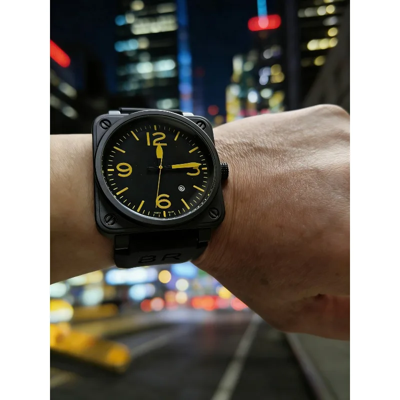 Square Automatic Mechanical Watch, Stylish Casual Timepiece with Day-Date Calendar for Men