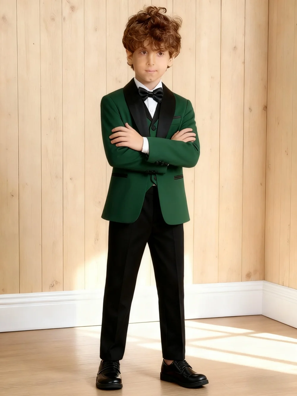 

Детский зеленый элитный смокинг, костюм на Рождество, Новый год, детский костюм для выступлений на свадьбу, день рождения, блейзер, жилет