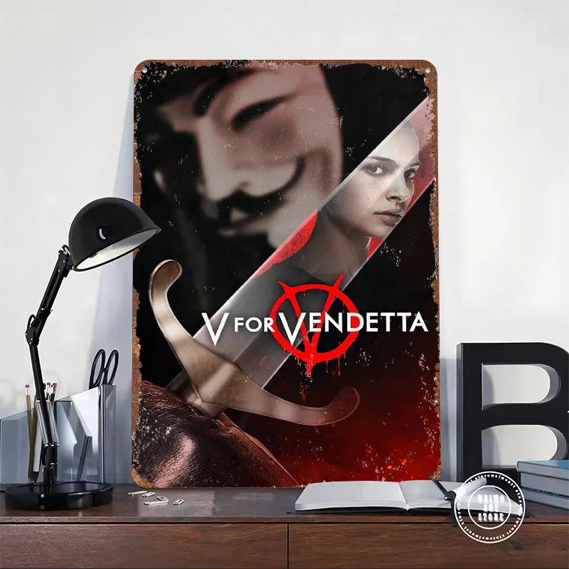 V for Vendetta Movie 3D Printed Texture Poster Personalized Wall Art Retro Metal Tin Signs for Garage Decoration Room Wand Deko