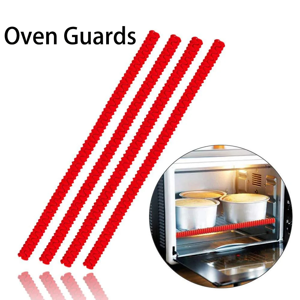 1/2/4PCS Silicone Oven Rack Guards Heat Resistance Long Oven Grid Protector Cover Against Burns Kitchen Baking Accessories Tools