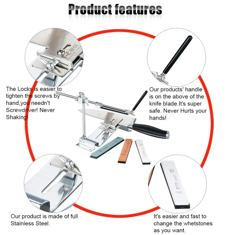 プロのシェフのナイフ研ぎ器,4つの研ぎシステム,鉄の鋼