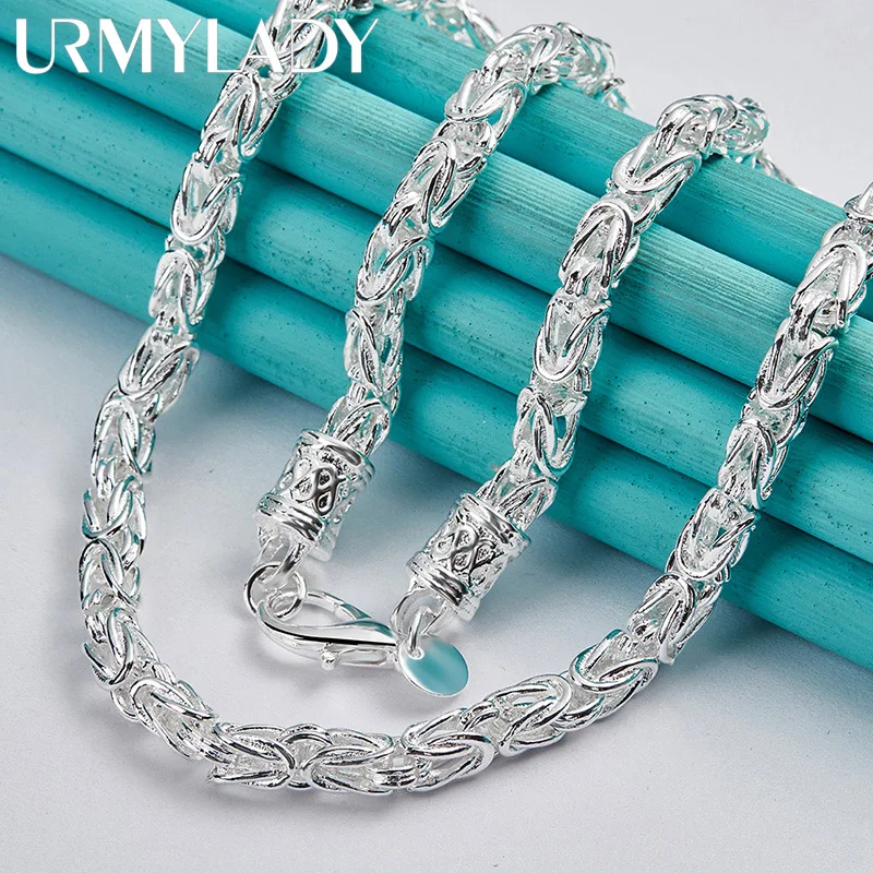 URMYLADY 925 Sterling Silver Charm Chain 20 Inch Prosty naszyjnik dla mężczyzny Kobiety Moda Biżuteria ślubna Biżuteria imprezowa