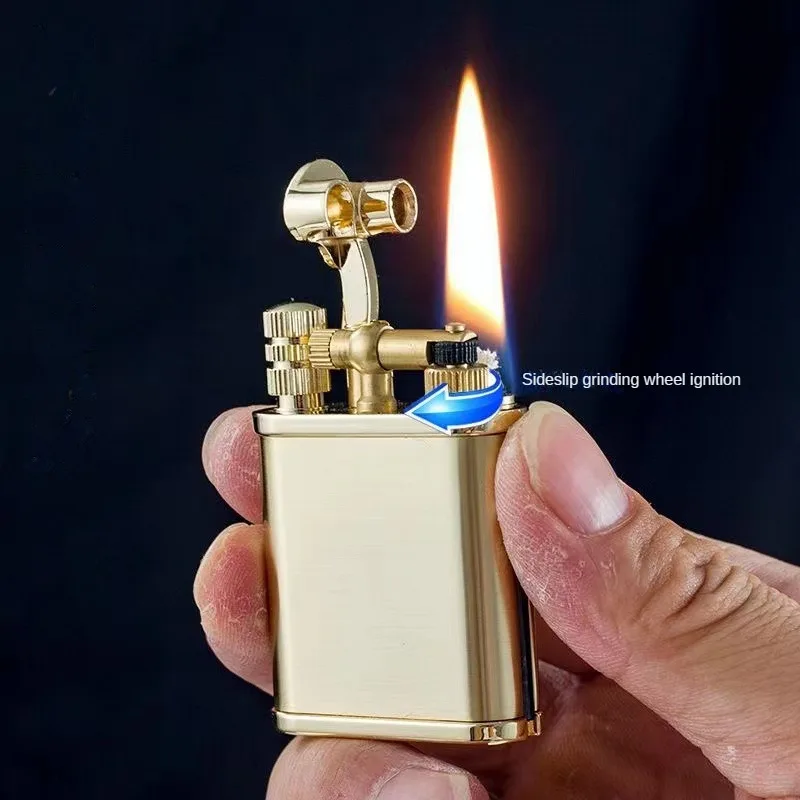 New Arm Kerosene Lighter Old-fashioned Retro Grinding Wheel Side-slip Ignition Men\'s Cigarette Lighting Accessories Gift