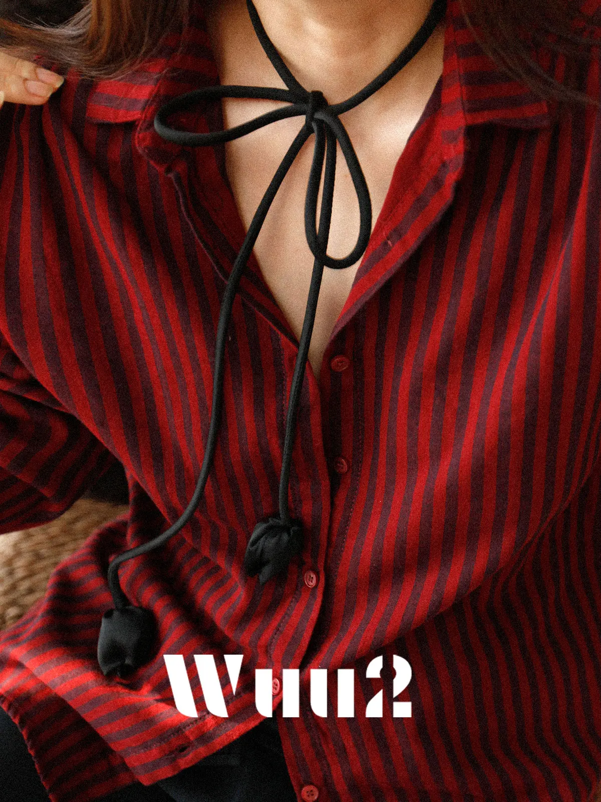 

Wuu2 Soft Cotton Stripe irt Women's Inner Wear Layering Design Sensation Small Cro irt Retro Sle Loose Fit Long Sve