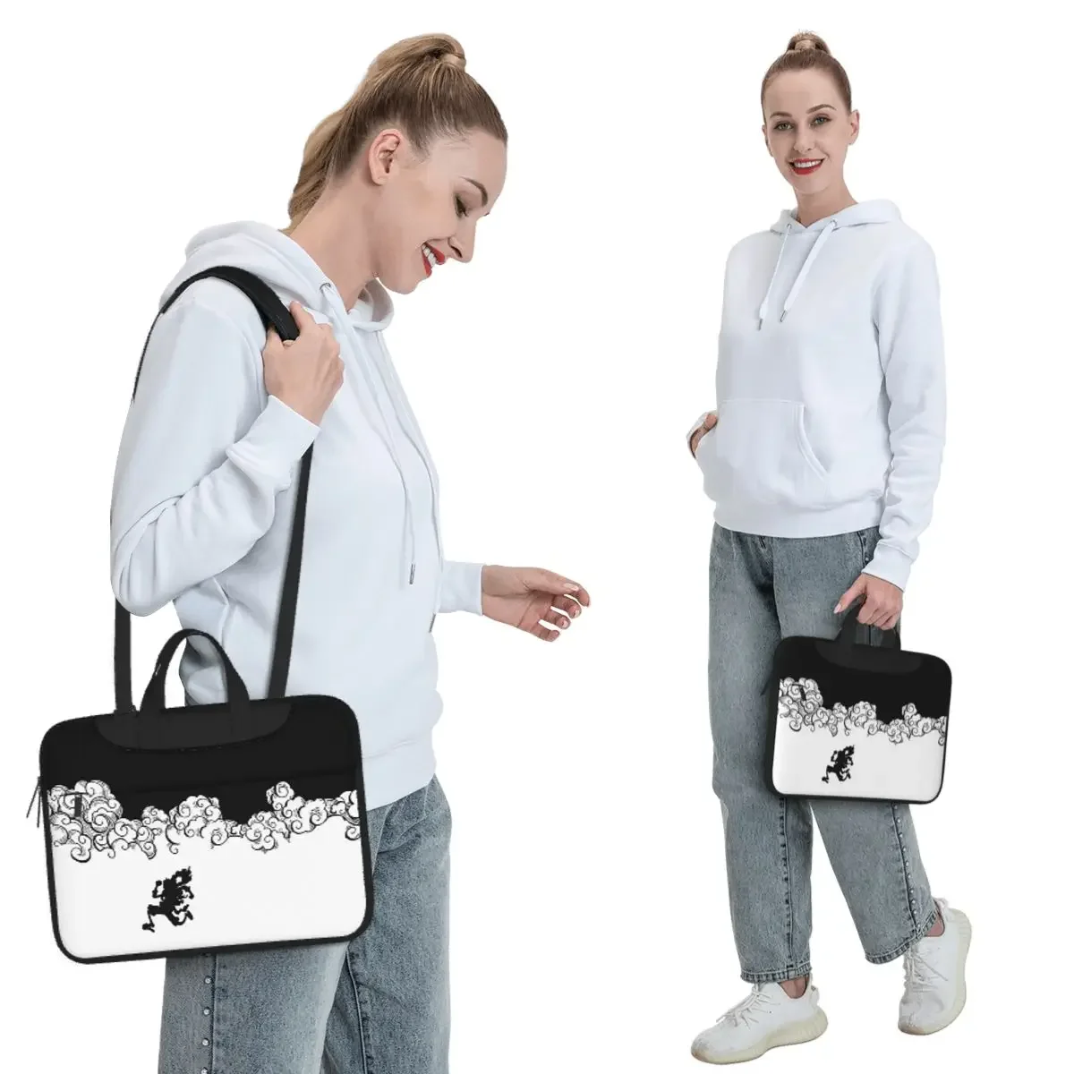 White Cloud Smile Boy Crossbody Laptop Bag Case Computer Bag 13 14 15.6 Inch Notebook Pouch for Macbook Pro Lenovo