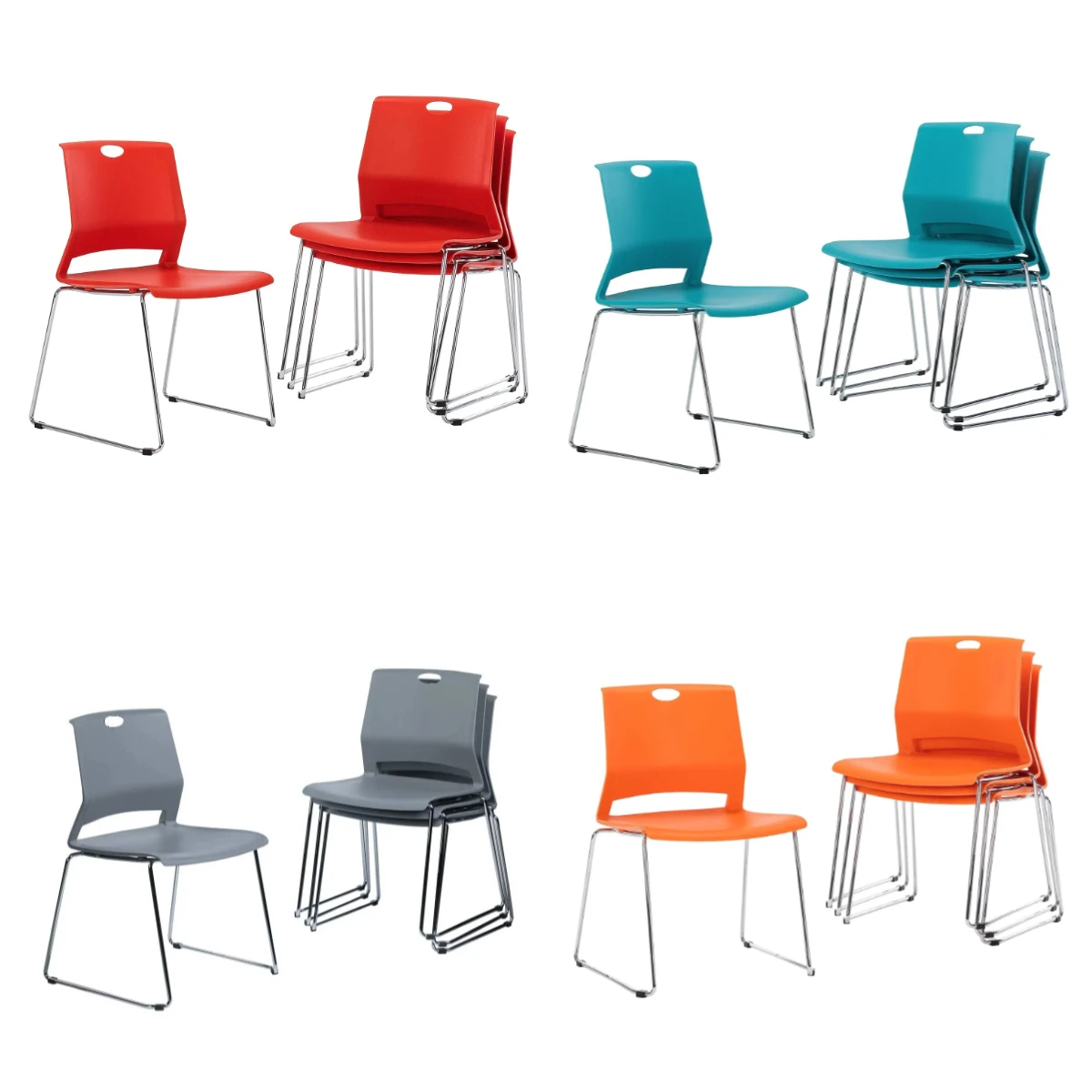 

Red Stacking Chairs-Set of 4, Customized
