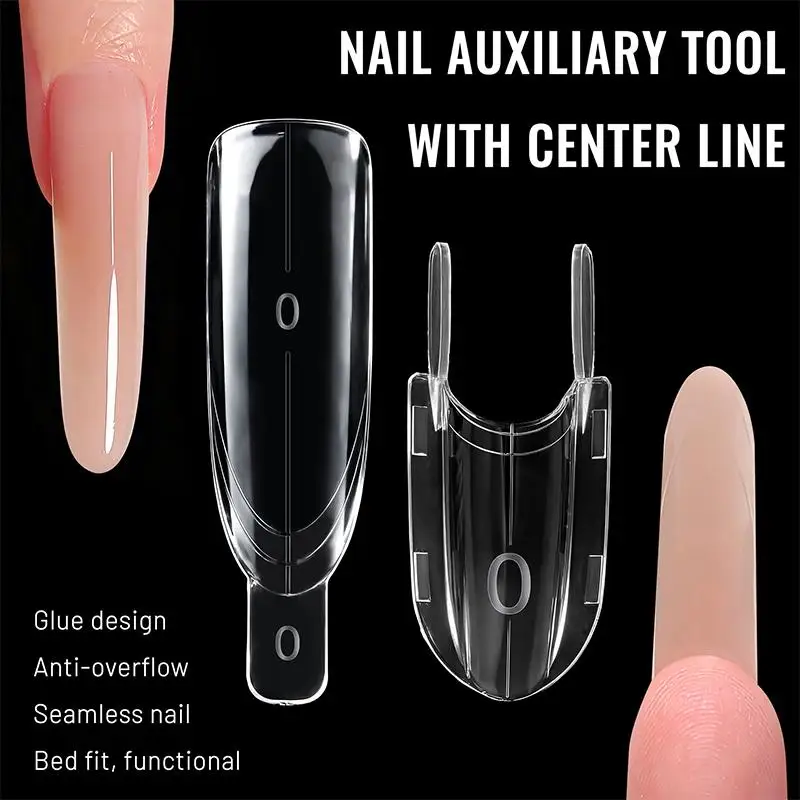 60Pcs Top & Bottom Quickly Extend Nails Clear Rocket Shape Sandwich Dual Nail Forms Reusable Full Cover Dual Nail Molds
