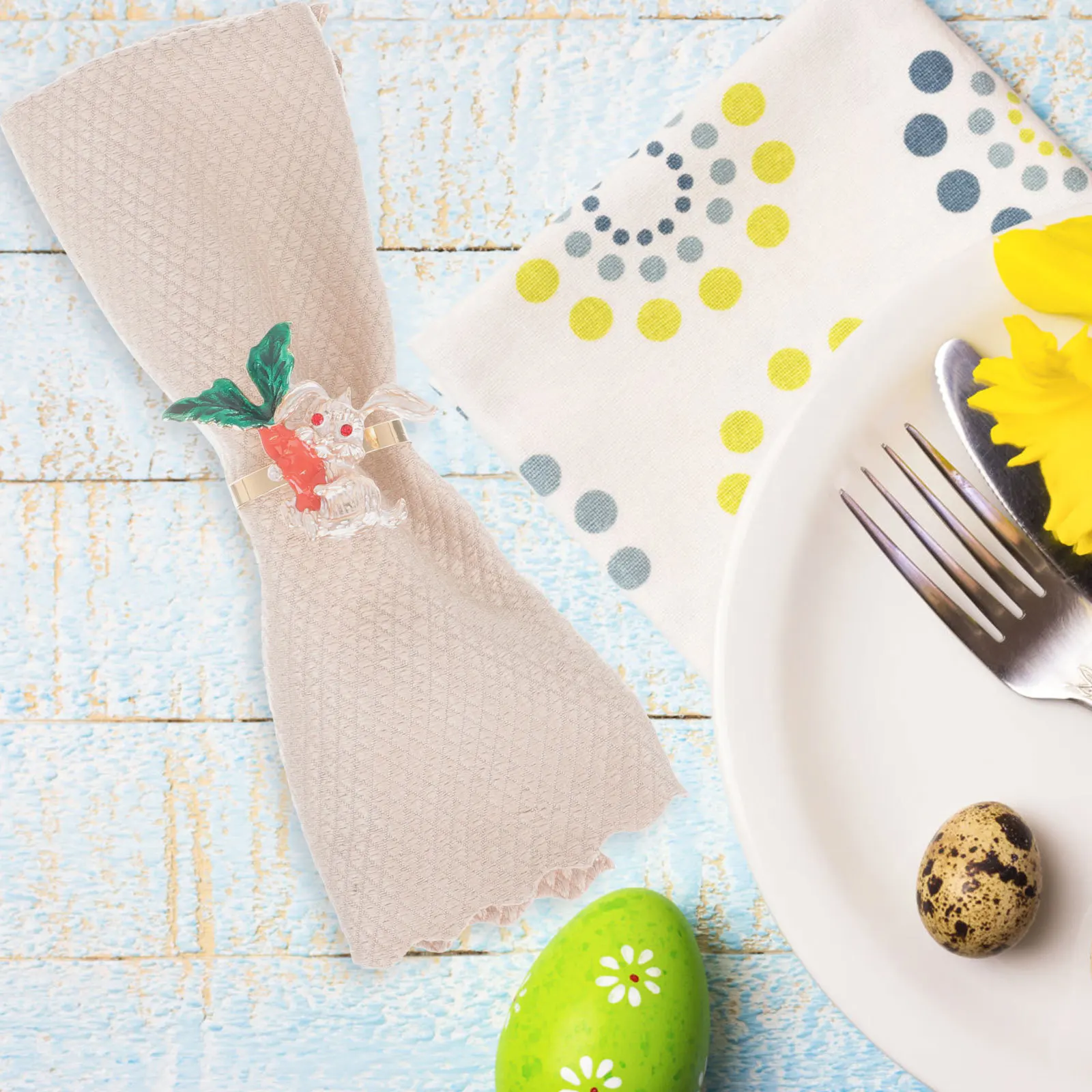 

6Pcs Napkin Buckles Easter Themed Rabbit Design Sturdy Dining Table Rings for Holiday Decor Family Gathering Party Wedding