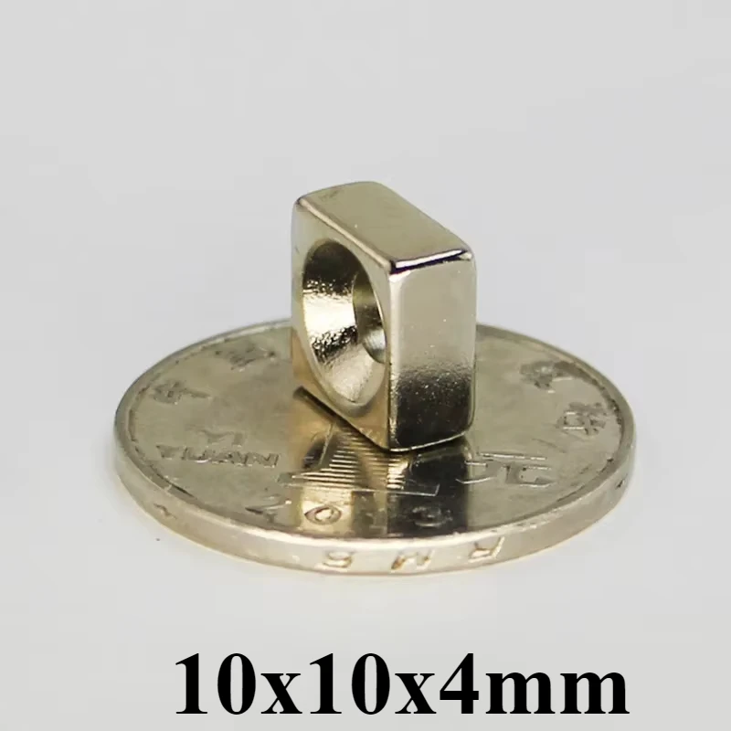 Ímã poderoso 10x10x4mm hole4mm 10*10*4-4 para geladeiras domésticas, escritórios diy 10x10x4-4mm