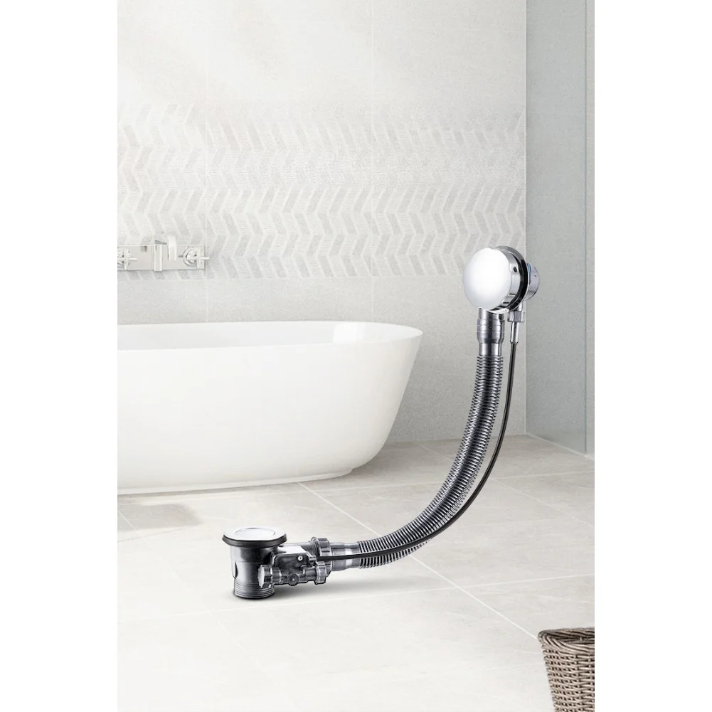 

550 мм латунный слив для ванны, запасные части для перелива, выдвижная система защиты от засорения, подходит для стандартного разъема G1 1/2, комплект для ремонта ванной комнаты