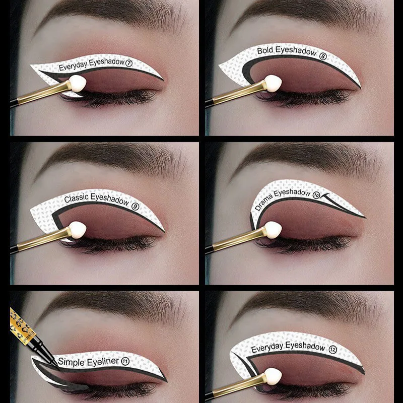 12 Paare/24 Stück Vorlage zum Abgrenzen von Augen Eyeliner Schablonen form Vorlage Formung Augenbrauen Schablone Make-up Werkzeug Aufkleber Karte Stirn