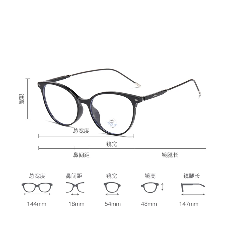 Reven 81235 TR90 Round Glasses Frame Men Women Vintage Prescription Eyeglasses Frame Myopia Optical Spectacles Anti Blue Ray