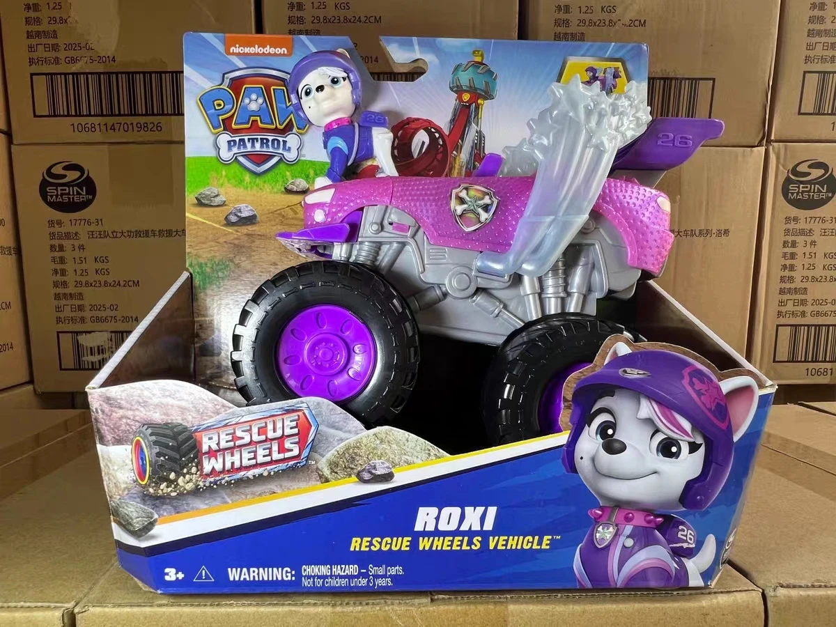 Original Paw Patrol Rettungsfahrzeuge Chase Marshall Rocky Roxi Skye Boomer Zuma Rubble Spielzeugfahrzeug mit Sammelfigur – Detail 9