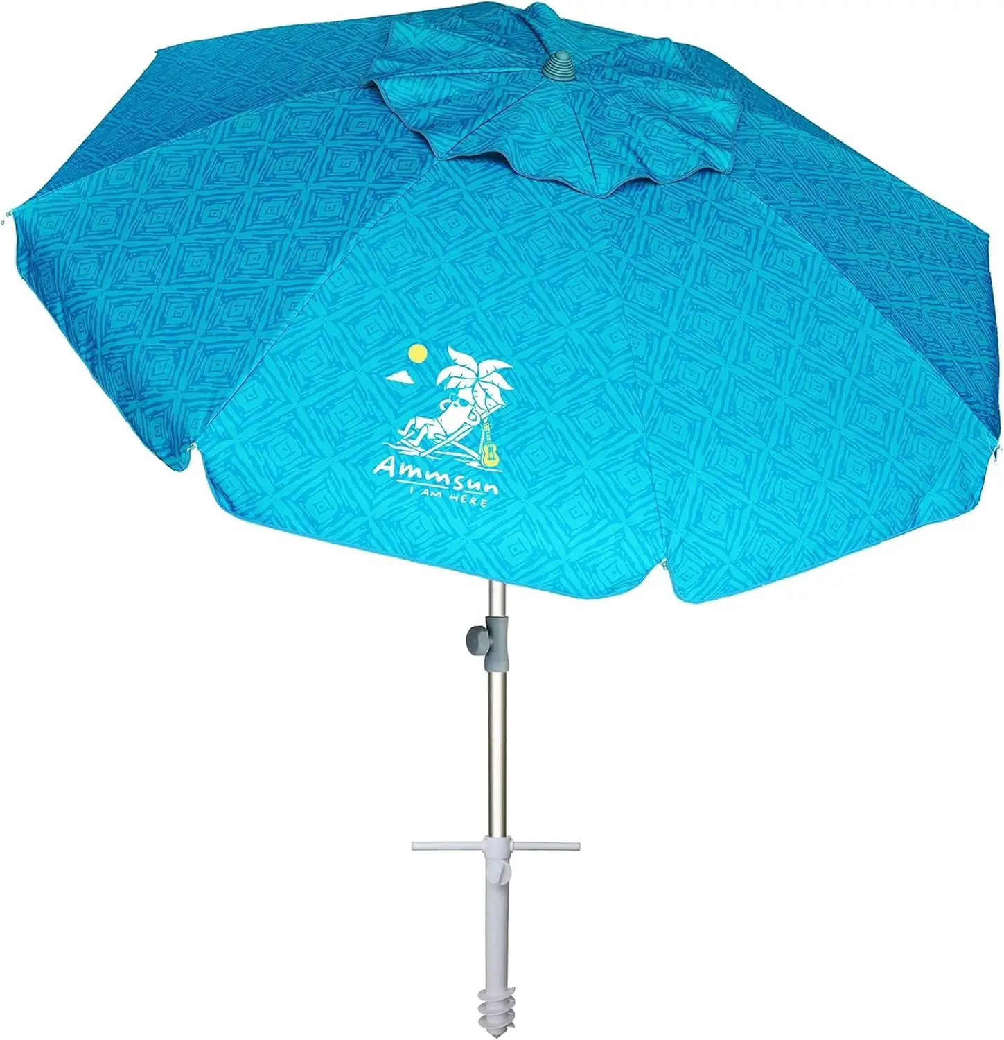 

7ft Heavy Duty High Wind Beach Umbrella with Sand Anchor & Tilt Sun Shelter UV 50+ Protection Outdoor