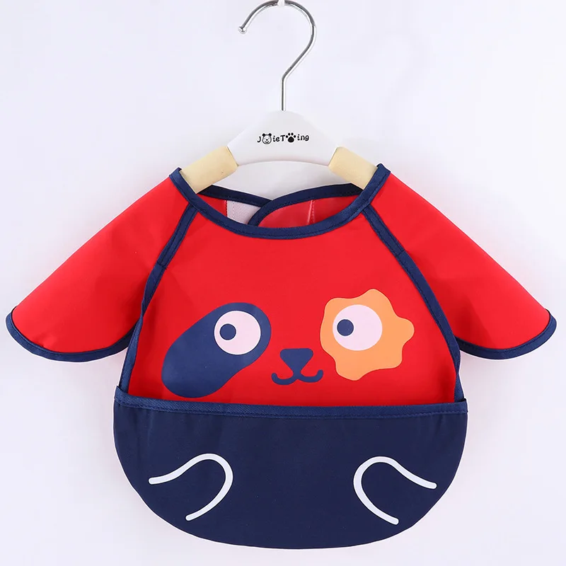 Cute Cartoon Baby Bib Adjustable Animal Pattern Waterproof Saliva Dripping Bibs Long Sleeve Apron Saliva Towel Drooling Scarf