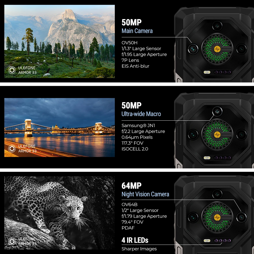 【2025 New】Ulefone Armor 33 Rugged Phone Smartphone Android 15 24GB+512GB 25500mAh Night Camera NFC Loud Speaker Versatile LED