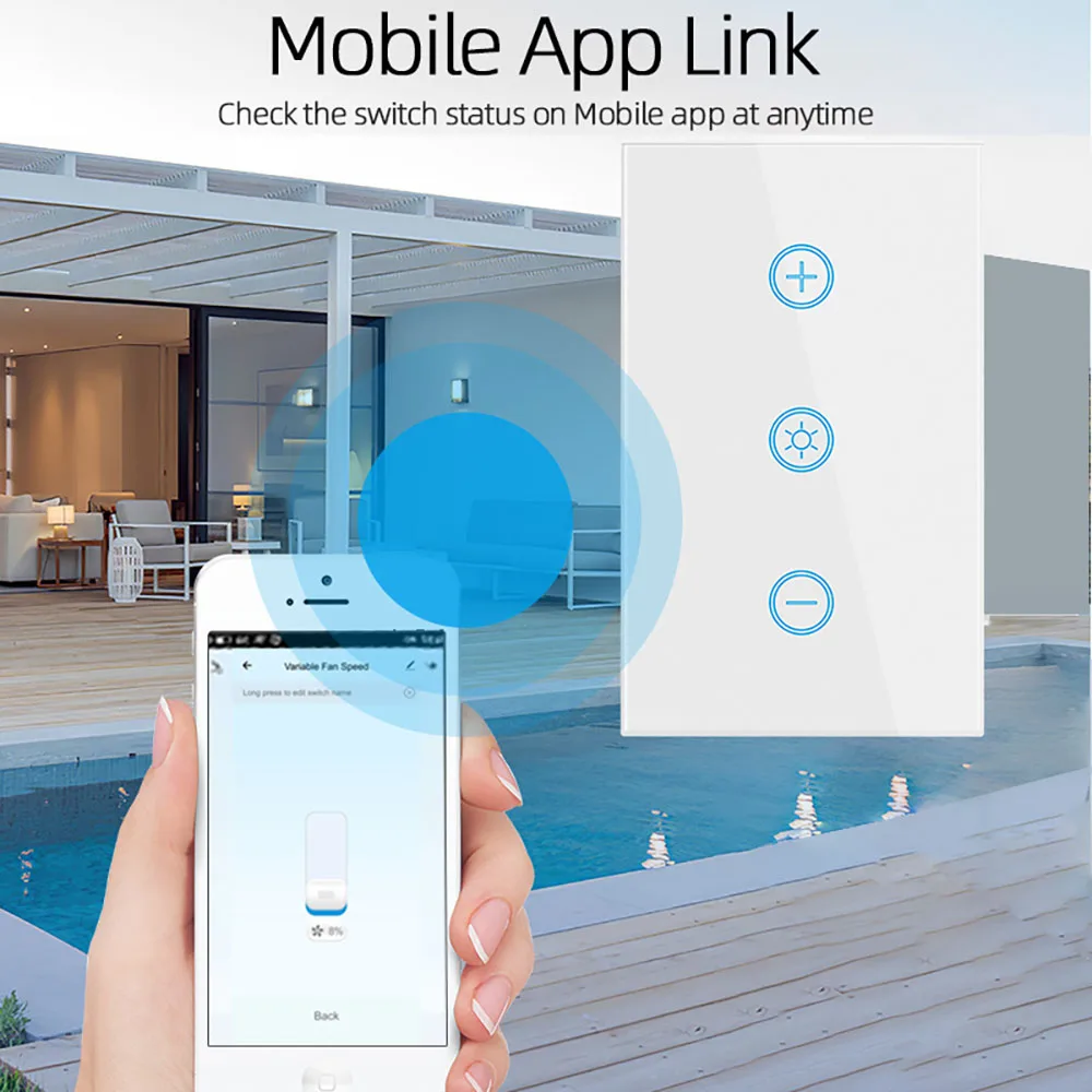 US WiFi Smart Glass Panel Wall Touch Switch Light Dimmer Switch Smart Life Tuya APP Remote Control for  Alexa Google Home