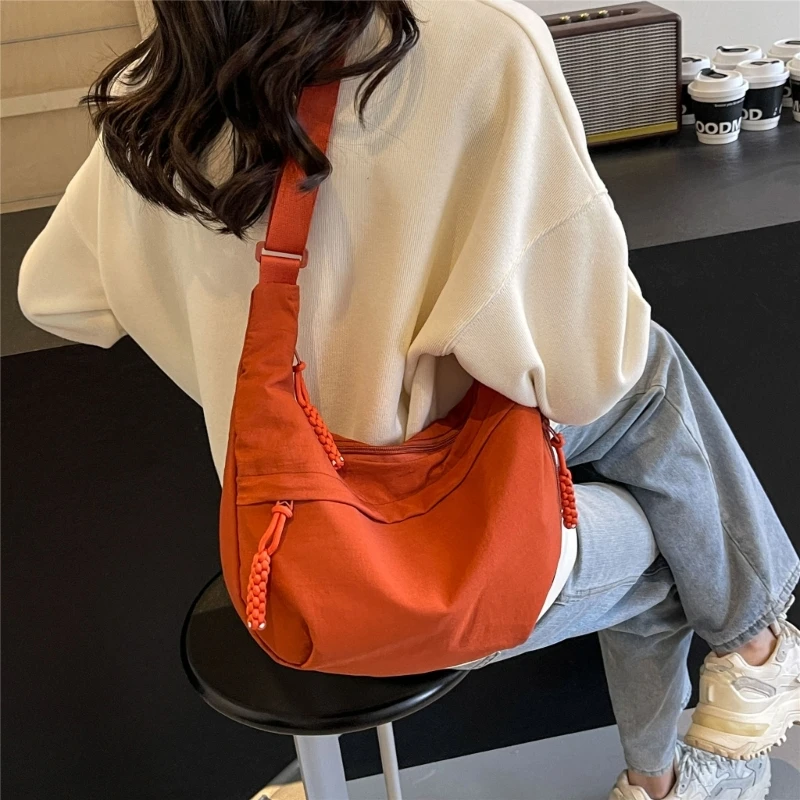 Solid Color Nylon Bag for Student Girl Large Capacity Bag