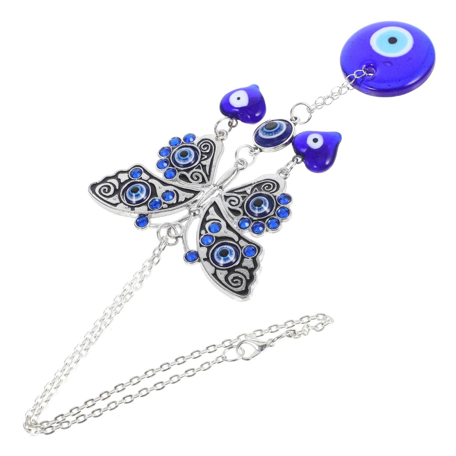 

Car Hanging Decoration Evil Eye Butterfly Pendant Acrylic Zinc Alloy Rustproof Rearview Mirror Charm Car Accessories Decor