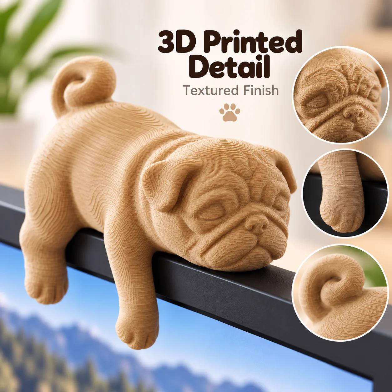 3D Printed Sleeping Pug Monito - огляд і ціна 3D Printing Office Setup