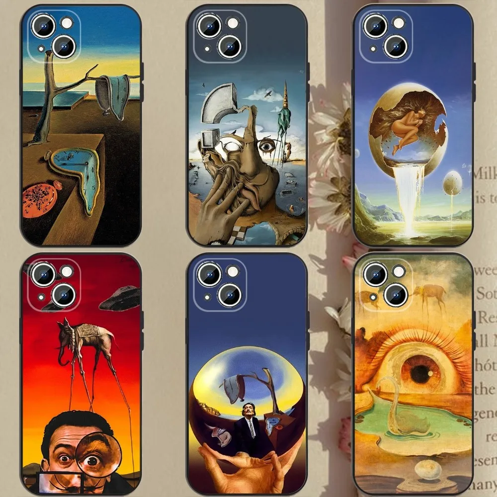 S-Salvador D-Dali Painting   Phone Case For Apple iPhone 15,14,13,12,11,XS,XR,X,8,7,Pro,Max,Plus,mini Silicone Black Cover