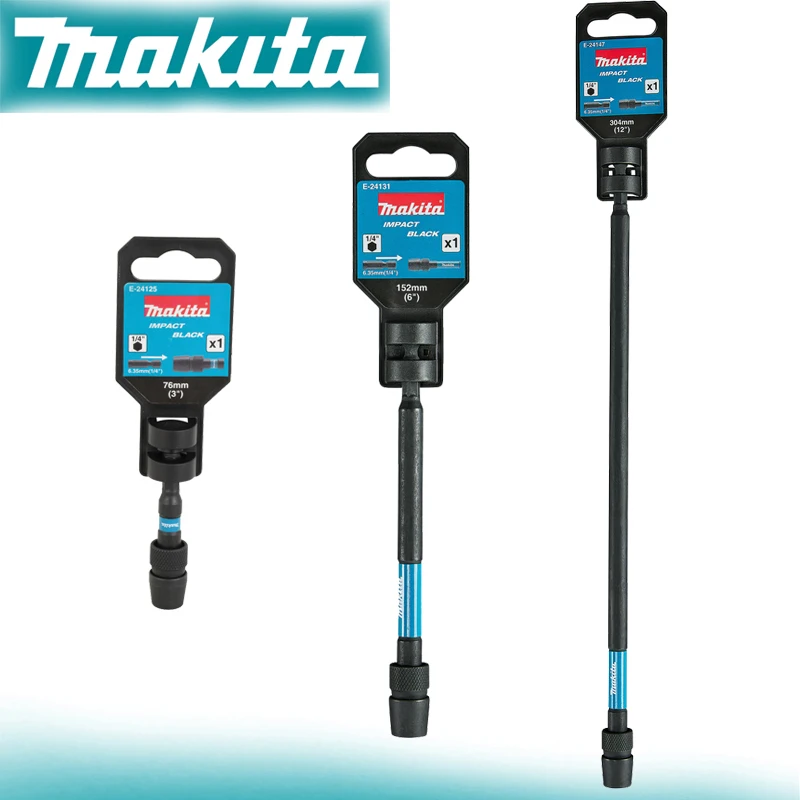Makita Impact Black Hexagonal Shaft Sleeve Chuck Bit Holder E-24125 E-24131 E-24147 76 Mm/152mm/304mm Tool Accessories