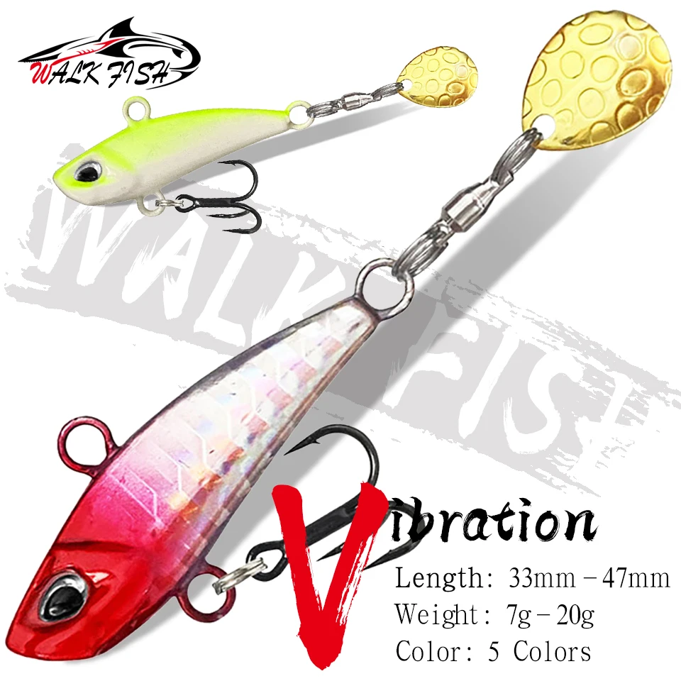 WALK FISH 7G/10G/15G/20G Sinking VIB Metal Fishing Lure Water Sequin Spinner Spoon Bait Pike Bass Winter Ice Jig Spoon Lure